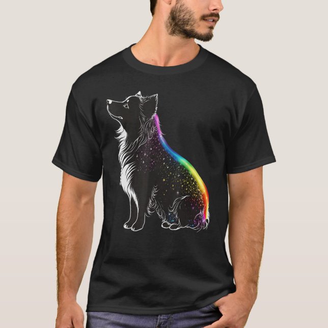 Border Collie Gay LGBT Rainbow Flag on Border Coll T-Shirt (Vorderseite)