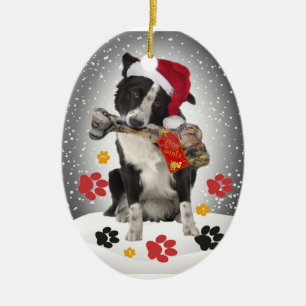 Border Collie Geschenk vom Weihnachtsfest Keramik Ornament