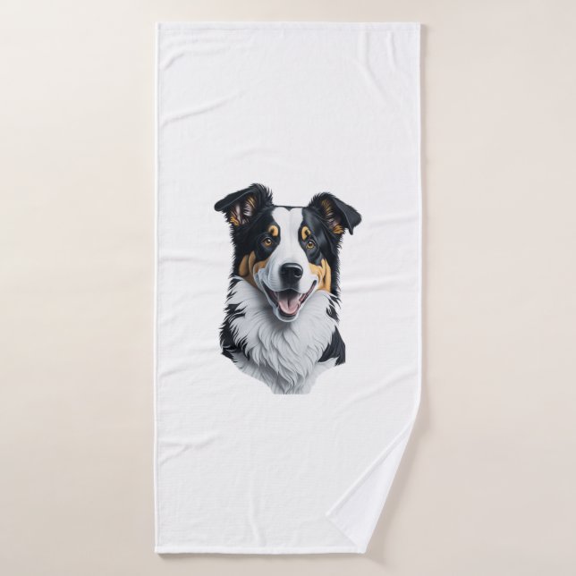 Border Collie Gesicht Badehandtuch (Badehandtuch)