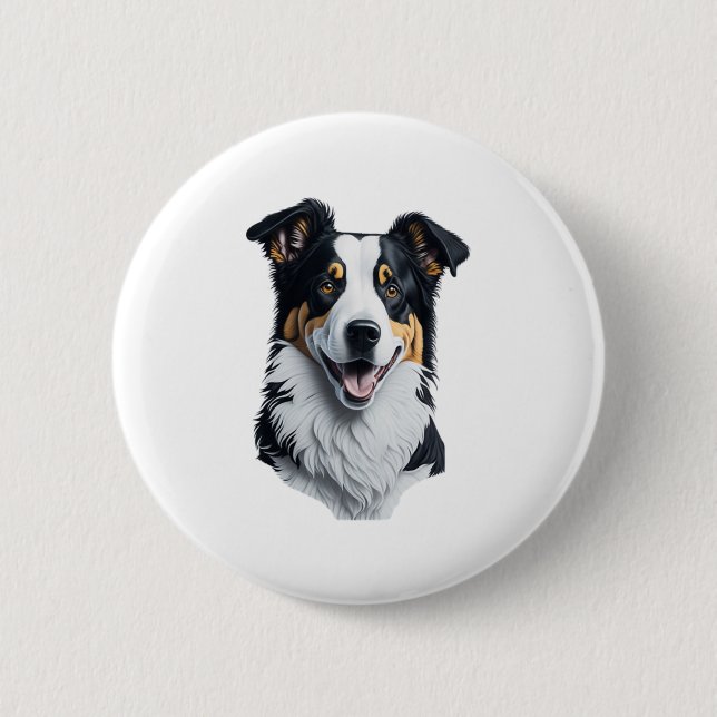 Border Collie Gesicht Button (Vorderseite)