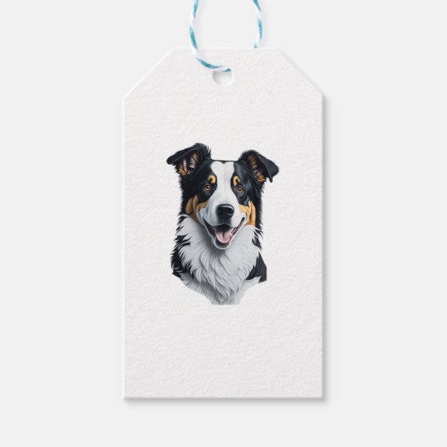 Border Collie Gesicht Geschenkanhänger (Vorderseite)