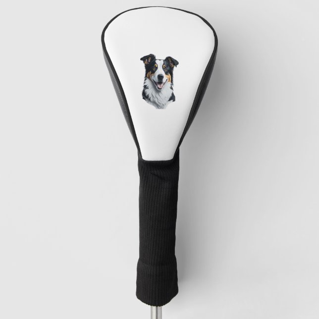 Border Collie Gesicht Golf Headcover (Vorderseite)