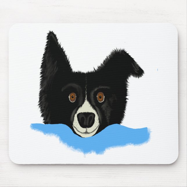 Border-Collie-Gesicht Mousepad (Vorne)