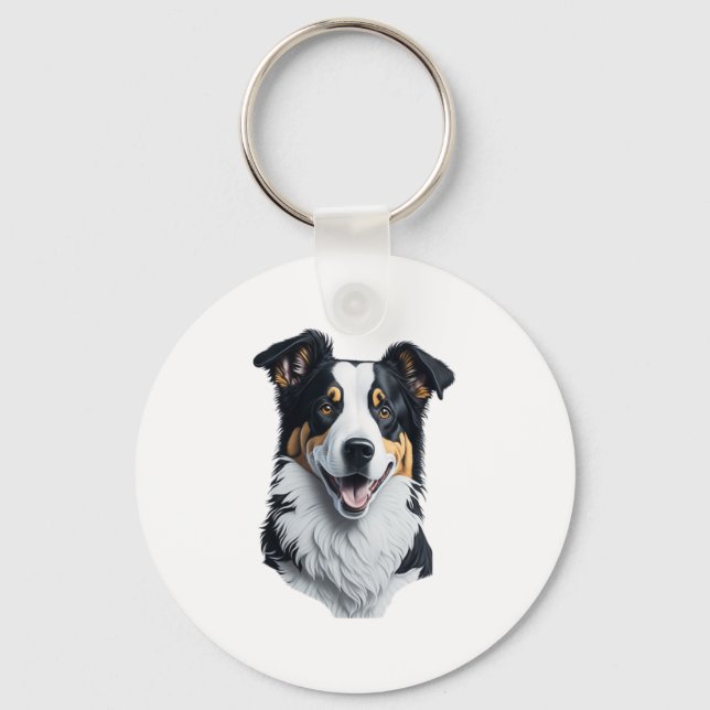 Border Collie Gesicht Schlüsselanhänger (Vorderseite)