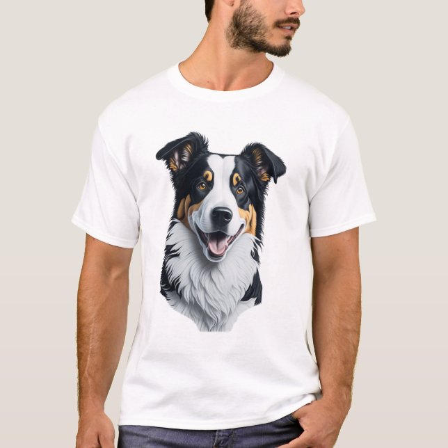 Border Collie Gesicht T-Shirt (Vorderseite)