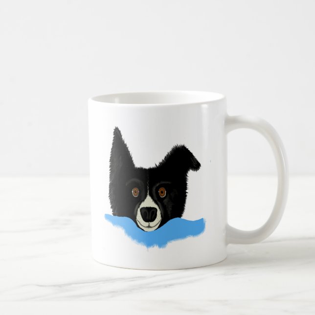Border-Collie-Gesicht Tasse (Rechts)