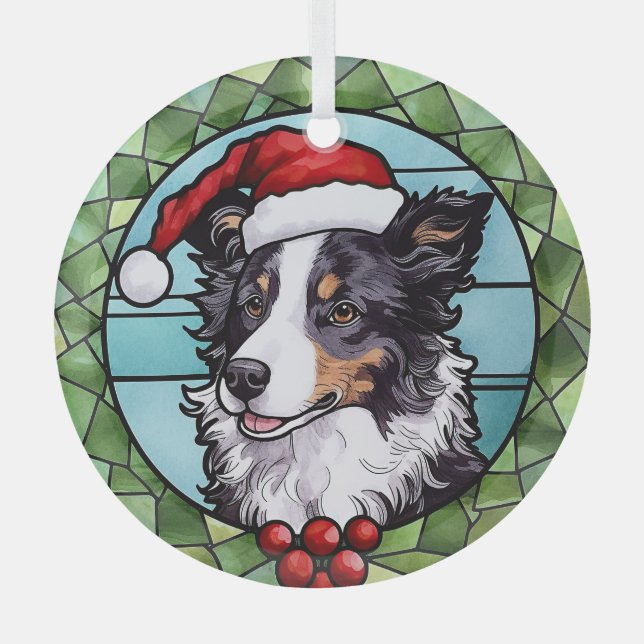 Border Collie gestains Glass Weihnachten Ornament Aus Glas (Vorderseite)
