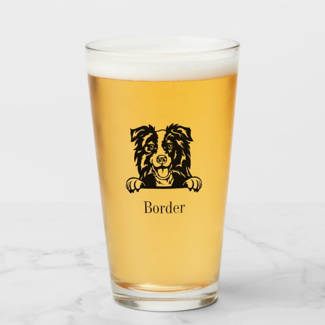 Border Collie Glass Tumbler (Vorne (Gefüllt))