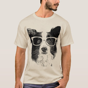 Border Collie glasses Dog hipster T-Shirt