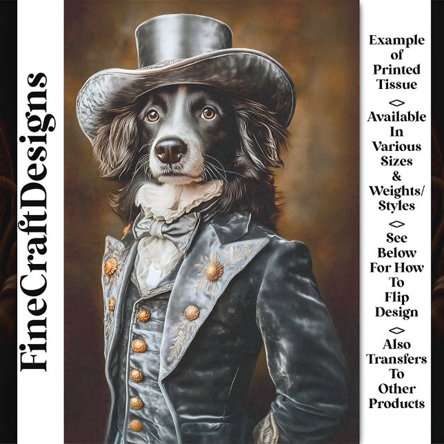 Border Collie Grey Viktorianisch Outfit CF5 Decoup Seidenpapier (Von Creator hochgeladen)