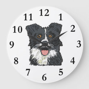 Border Collie Große Wanduhr