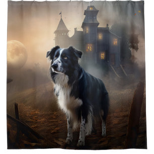 Border Collie Halloween Beängstigend Duschvorhang