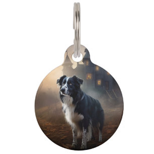 Border Collie Halloween Beängstigend Haustiermarke
