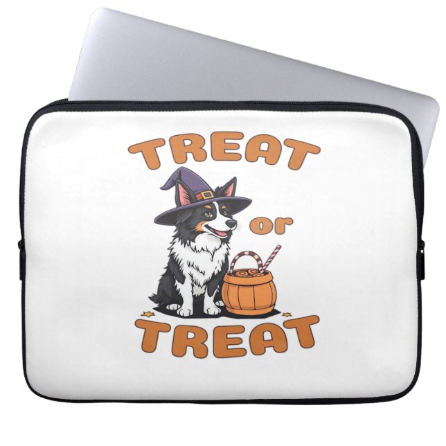 Border Collie Halloween Dog Kostüm "Leckerei oder  Laptopschutzhülle (Vorderseite)