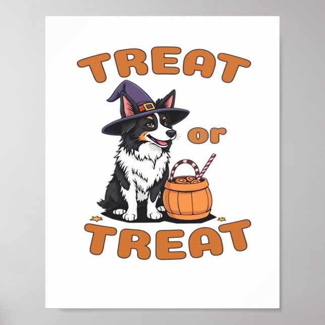 Border Collie Halloween Dog Kostüm "Leckerei oder  Poster (Vorne)