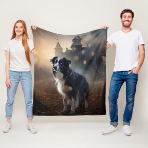 Border Collie Halloween Gruselig Fleecedecke