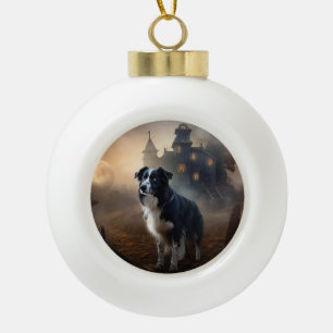 Border Collie Halloween Gruselig  Keramik Kugel-Ornament