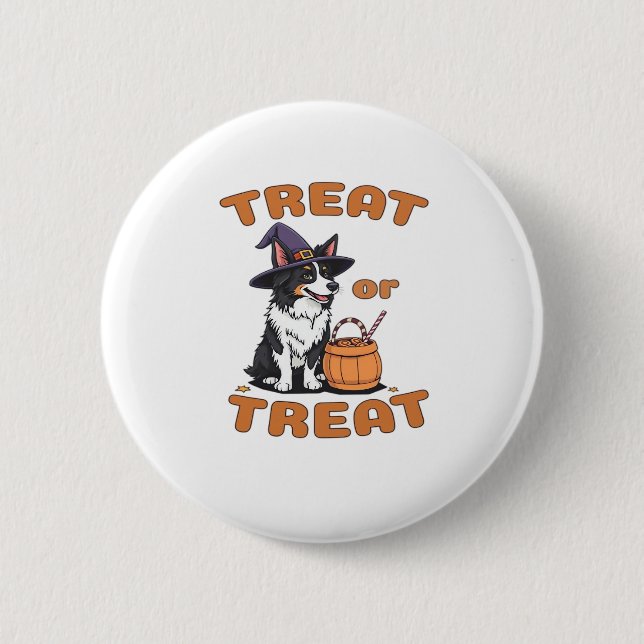 Border Collie Halloween Hunde Kostüm � Leckerei od Button (Vorderseite)