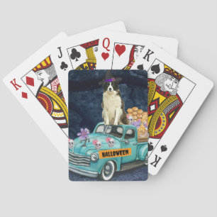 Border Collie Halloween-LKW Gruselige Nacht Spielkarten