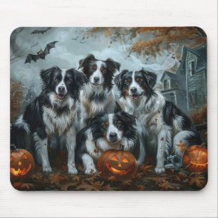 Border Collie Halloween Nacht Hunde-Spaß Mousepad