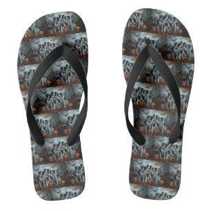 Border Collie Halloween Nacht Hundevergnügen Flip Flops