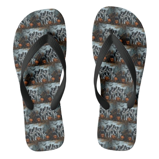 Border Collie Halloween Night Doggy Delight Flip Flops (Fußbett)
