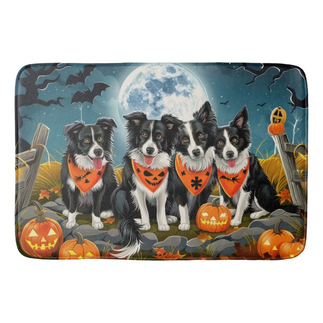 Border Collie Halloween Spooky Badematte (Vorderseite)