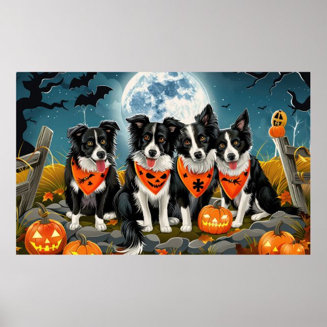 Border Collie Halloween Spooky Poster (Vorne)