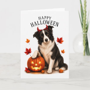 Border Collie Halloween Teufelshund Karte