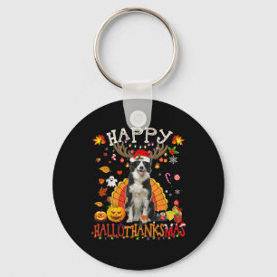 Border Collie Halloween Weihnachtshund Happy Hallo Schlüsselanhänger