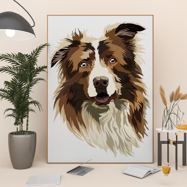 Border Collie Handgemalte Illustration Poster (Von Creator hochgeladen)