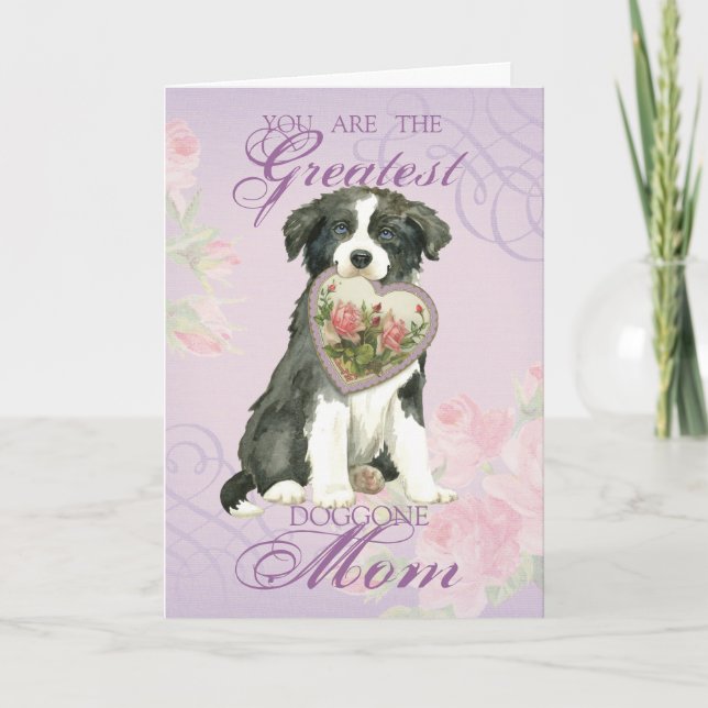 Border Collie Heart Mama Karte (Vorderseite)