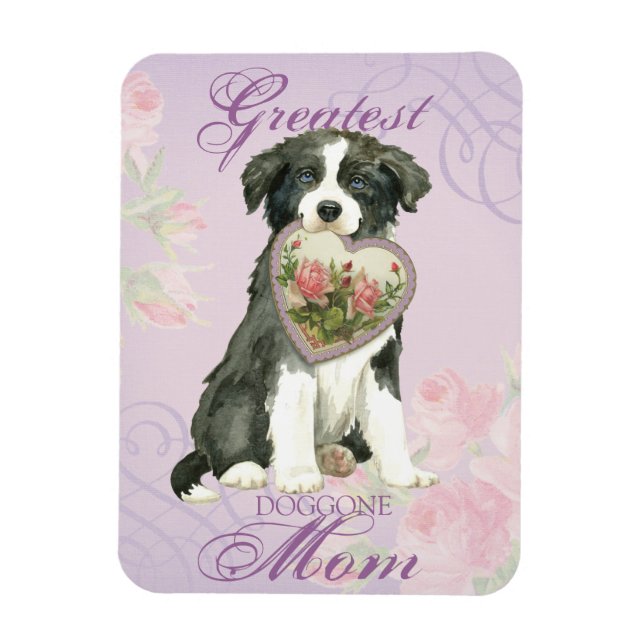 Border Collie Heart Mama Magnet (Vertikal)