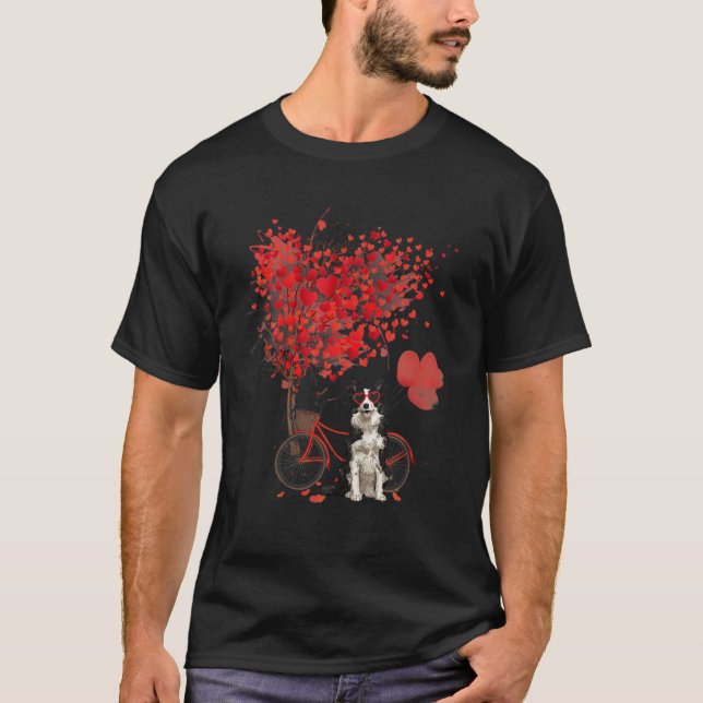 Border Collie Hearts Valentine Pet Puppy Dog Lover T-Shirt (Vorderseite)