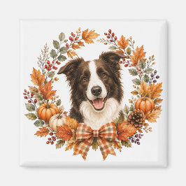 Border Collie Herbstkranz Magnet