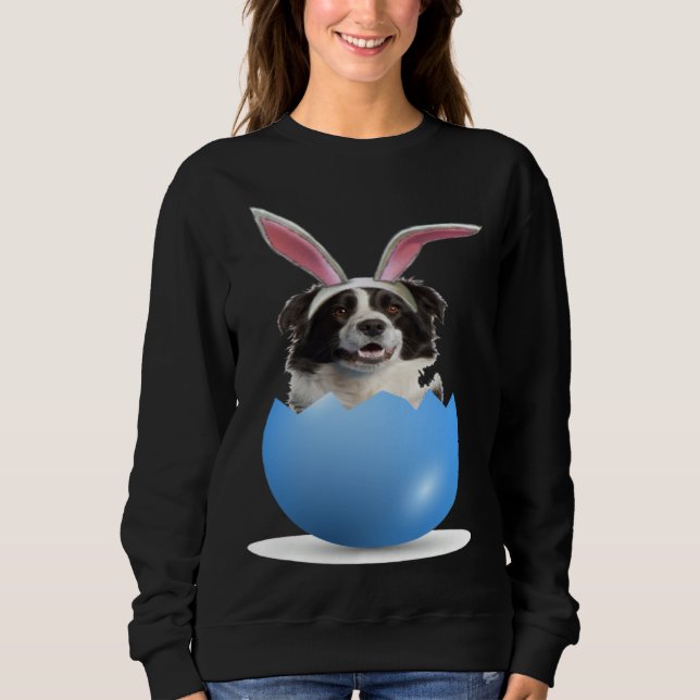 Border Collie Herding Dog Easter Bunny Egg Hunting Sweatshirt (Vorderseite)