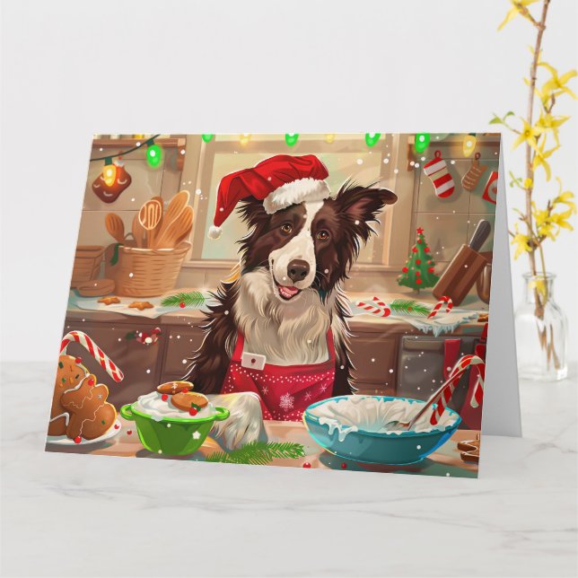 Border Collie Holiday Baking: Feierliche Weihnacht Karte (Gelbe Blume)