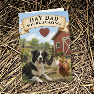Border Collie Hühnerstall Heu Vatertag Karte