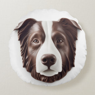 Border Collie Hund 3D Inspiriert Rundes Kissen