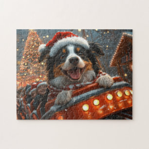 Border Collie Hund Achterbahn Weihnachten Puzzle
