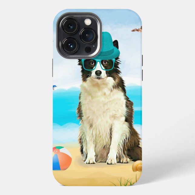 Border Collie Hund am Strand iPhone Hülle (Rückseite)