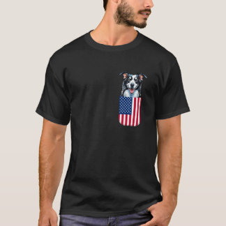 Border Collie Hund Amerikanische Flagge Patriotisc T-Shirt