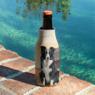 Border Collie Hund Country Western rote Scheune Flaschenkühler
