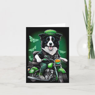 Border Collie Hund fährt Fahrrad St. Patrick's Day Karte