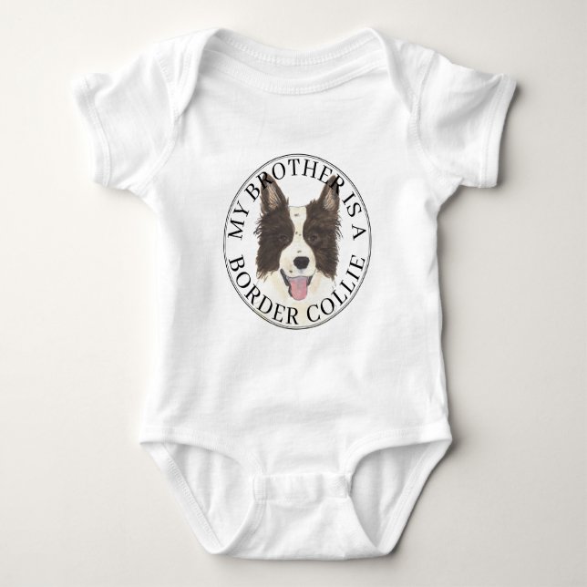 Border Collie Hund großer Bruder Baby Strampler (Vorderseite)