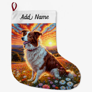 Border Collie Hund Großer Weihnachtsstrumpf