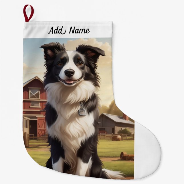 Border Collie Hund Großer Weihnachtsstrumpf (Vorderseite)