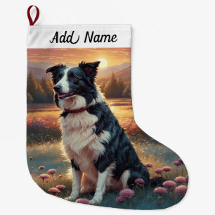Border Collie Hund Großer Weihnachtsstrumpf
