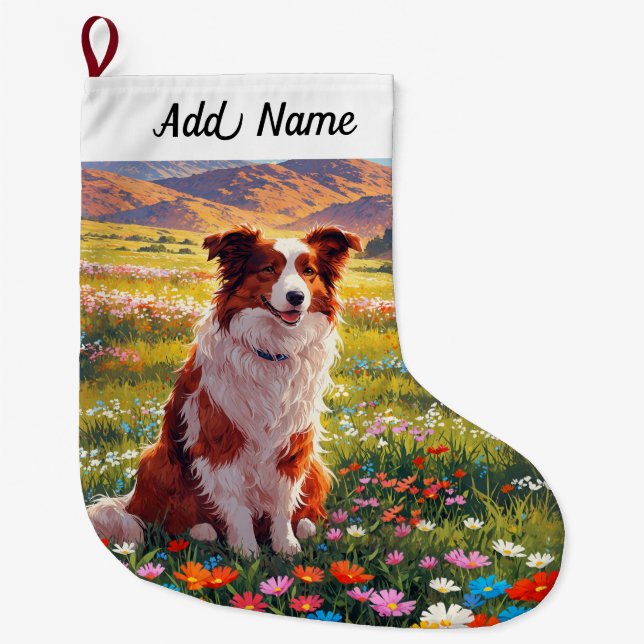 Border Collie Hund Großer Weihnachtsstrumpf (Vorderseite)