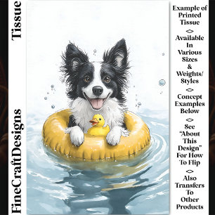 Border Collie Hund Gummiring & Ente CV6 Découpage Seidenpapier